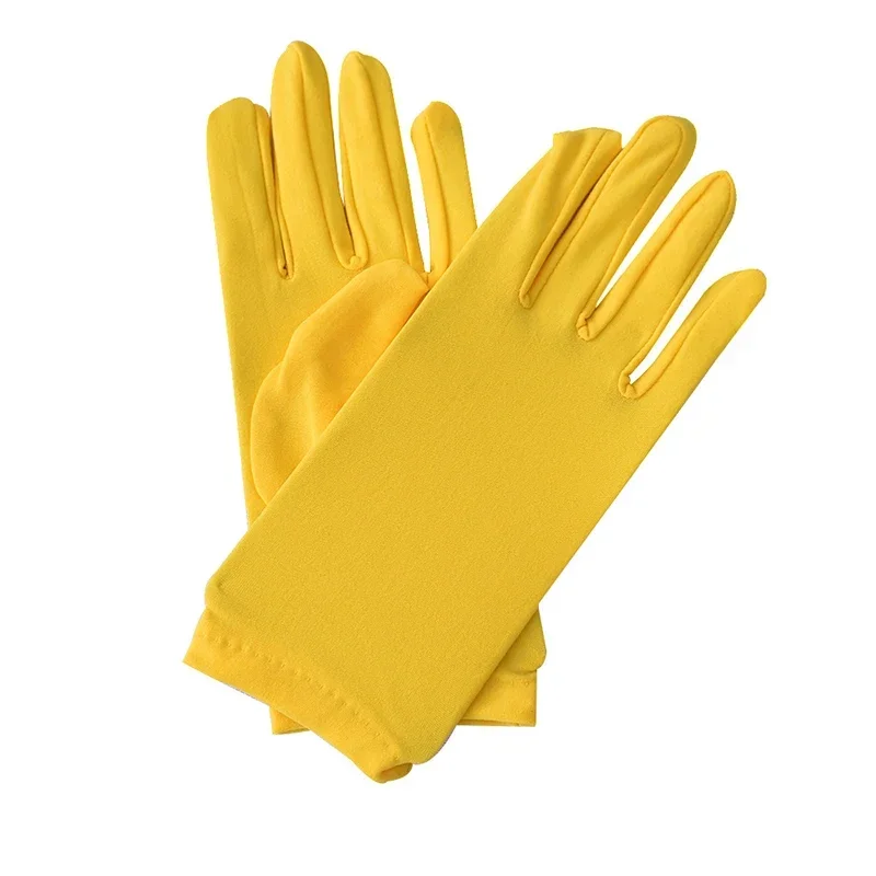 Party Etiquette Short Gloves Stretch Sun Protection Full Finger Mitten Black Spandex Silk Elastic Driving Gloves for Men Women male gloves,sunscreen gloves,full finger gloves,etiquette gloves