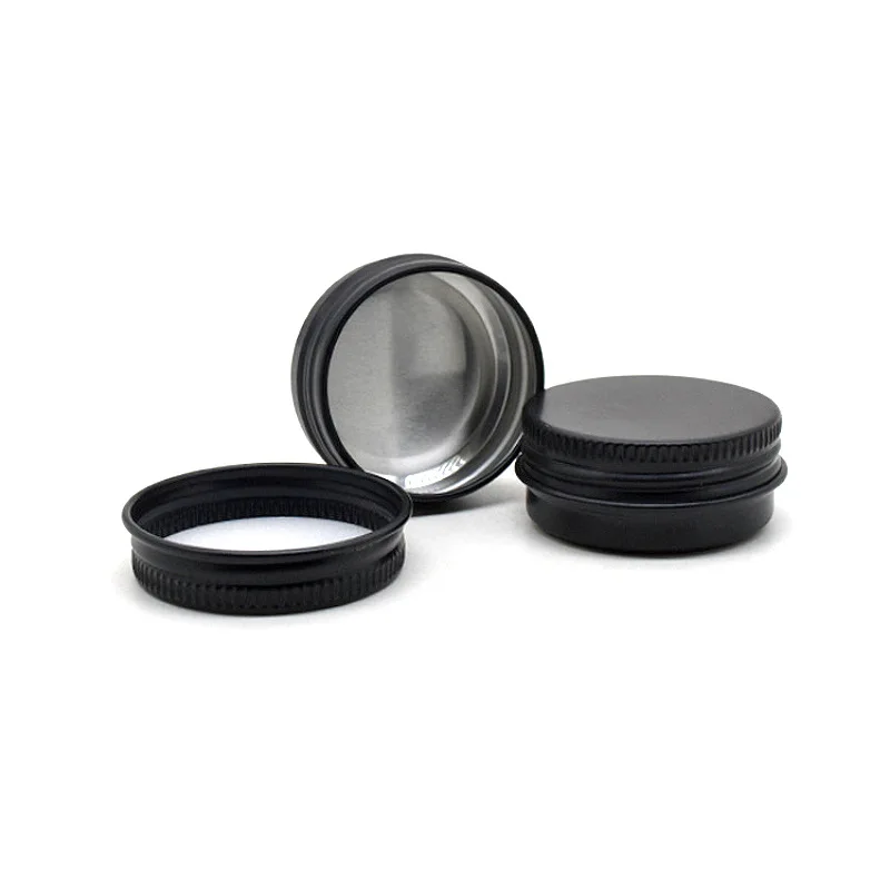 10Pcs 5g 10g 15g 20g 30g 50g 60g Empty Black Aluminum Tins Cans Screw Top Round Candle Spice Tins Cans with Screw Lid Containers