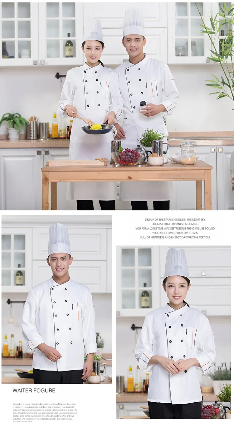 New Chef's Uniform Long Sleeve Hotel Restaurant Chefs Clothes Kitchen  Bakers Jacket Tooling Pastry Chef Jacket Plus Size B-5592 - AliExpress