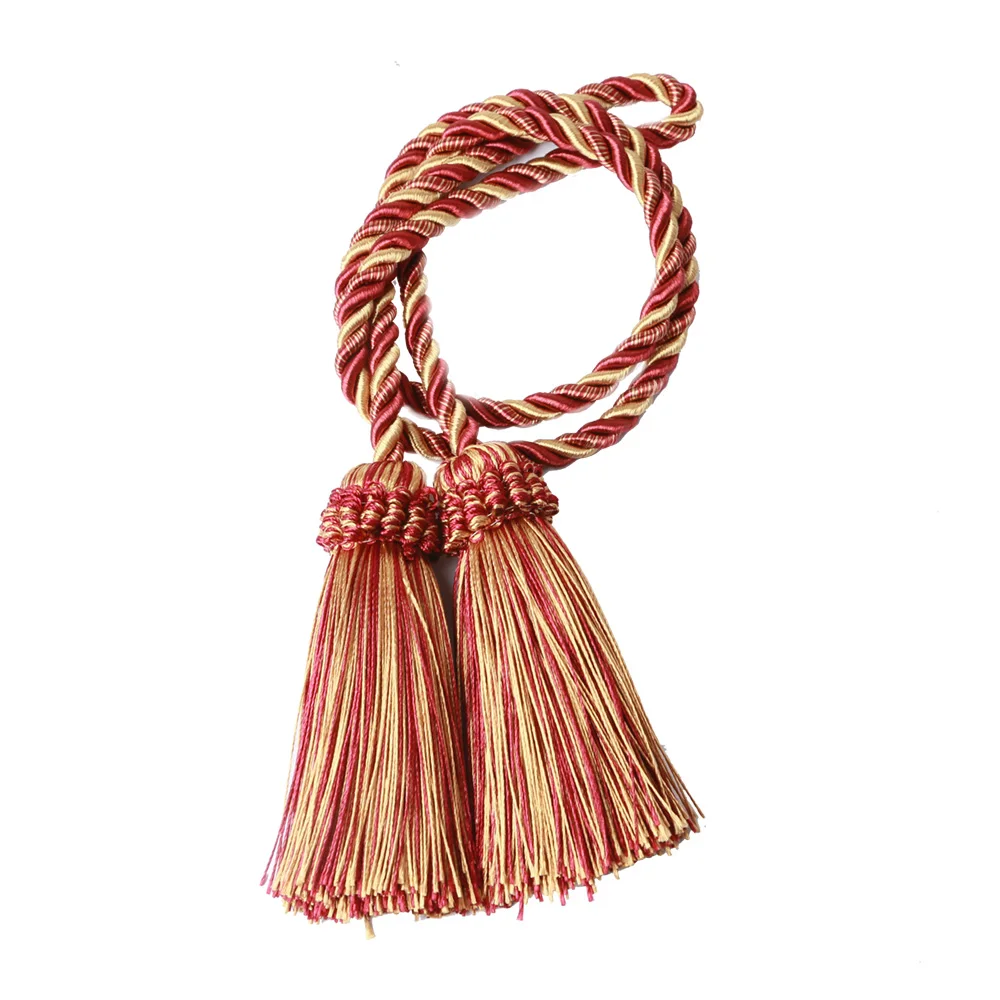 Description Picture 3 of item1Pc Tassel Tieback Curtain Holder Buckle Rope Polyester Handmade Hanging Ball Fringe Decoration For for Livingroom Accessory