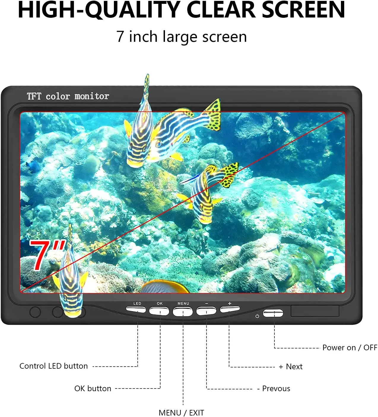 MOQCQGR 480P Underwater Fishing Camera .Portable Video Fish Finder wiht 7  inch HD Monitor 1200TVL Camera for Ice,Lake - AliExpress