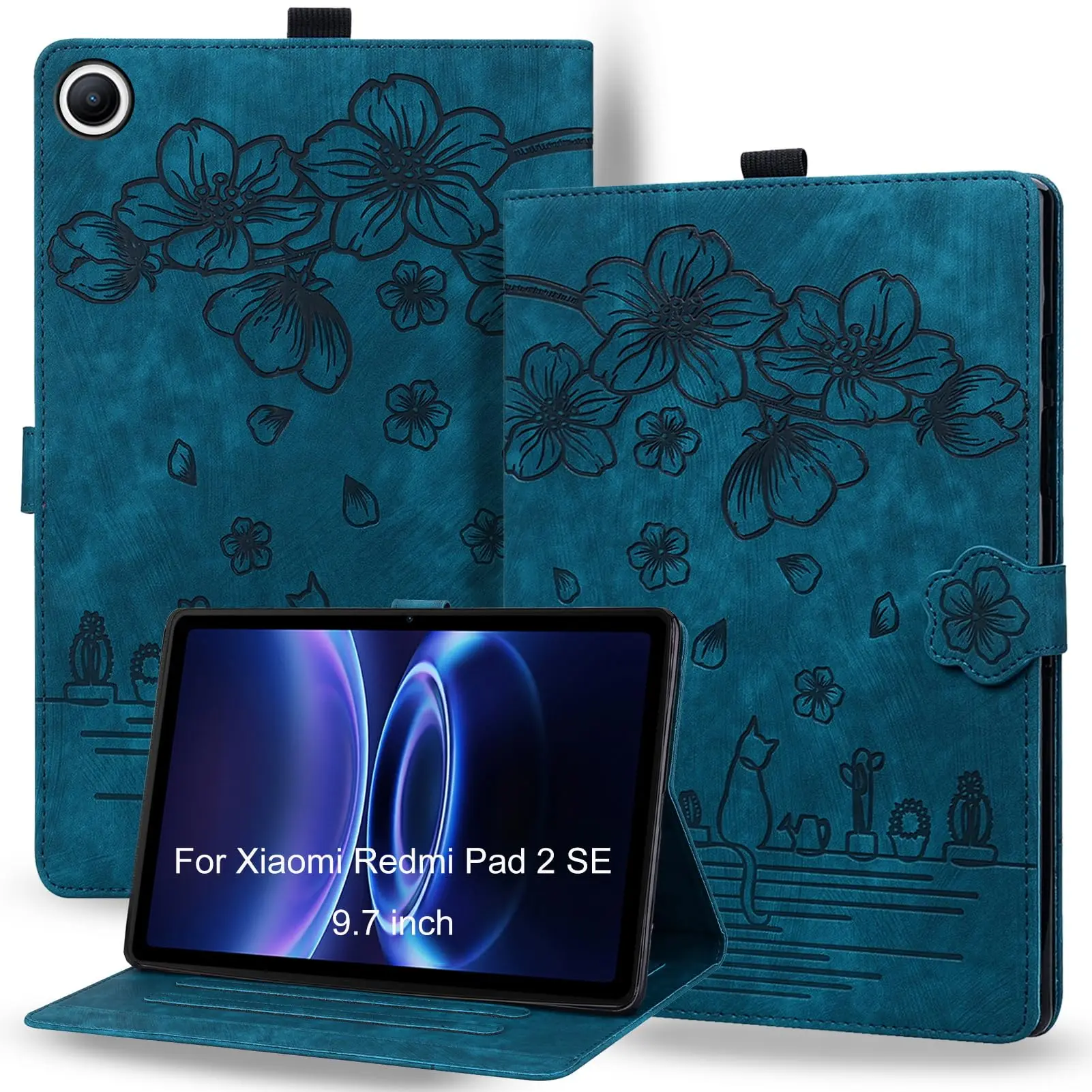 Embossed Flip Stand Tablet Cover with TPU Back