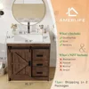 Farmhouse Bathroom Vanity with Sink Combo,Sliding Barn Door Bathroom Vanity Cabinet Set with Storage Drawers, Metal Handles 6