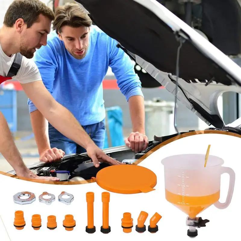 

15pcs No-Spill Car Coolant Funnel Kit Pour Oil Tool Car Accessories Coolant Filling Kit Fit Antifreeze Funnel With Valve Switchh