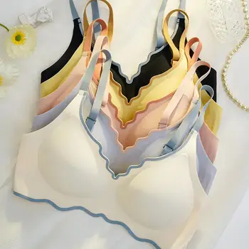 No Trace Contrasting Color Women's Thin Bra Push-up One-piece Comfortable Small Chest Push-up Beautiful Back Underwear For Women 1