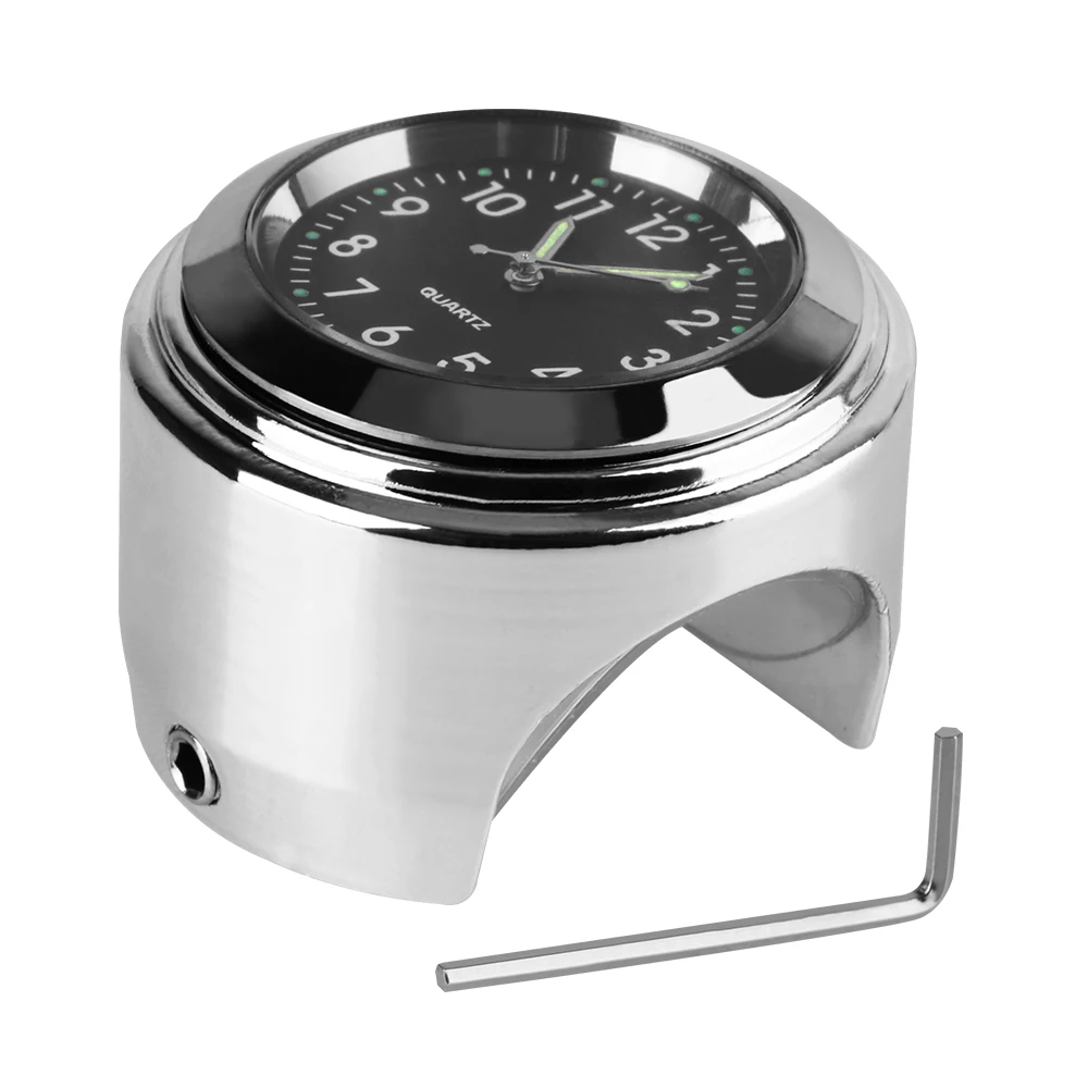 Handlebar clock silver black motorcycle mount
