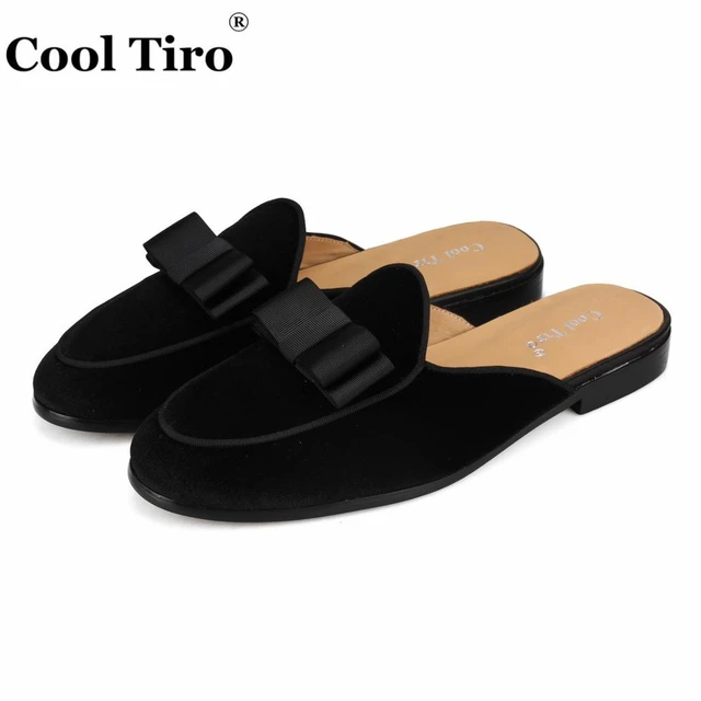 Men's Handmade Black Leather Mule Slippers