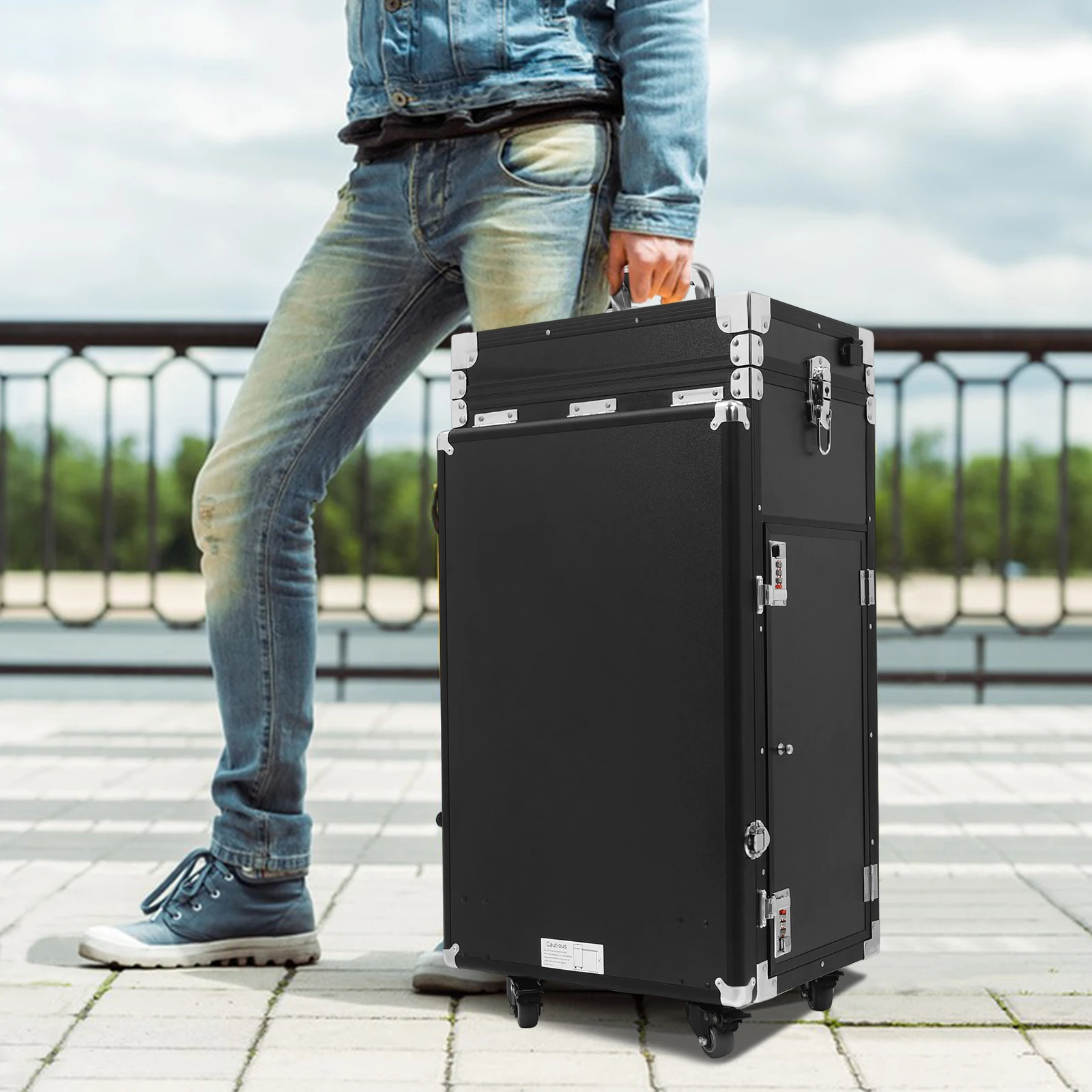 Rolling Manicure Desk Makeup Train Case Travel Cosmetic Trolley Storage Organizer Nail Tables for Technician Workstation Makeup 4
