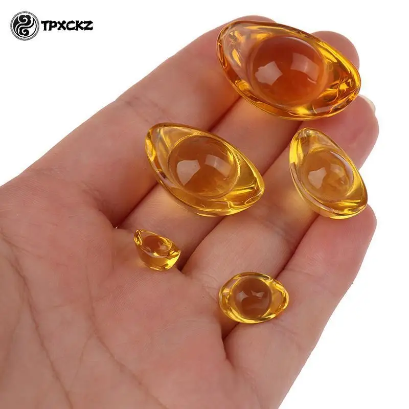 Citrine Yuanbao Feng Shui Decoration Yuan Bao Ingot Lucky Home Blessing Decoration Ornament Holiday Gifts Home 5Pcs ornament crafts miniature figurines resin ornaments miniature ornament resin crafts crystal stone ornament