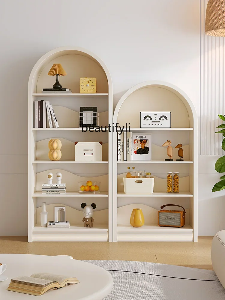 

Cream Style Bookcase Free Combination Bookshelf Storage Home Living Room Display Floor Vertical Locker living room furniture