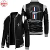 Contrast color leather jacket Ford Mustang car logo retro washed pu leather jacket windproof men's autumn and winter warm velvet 3