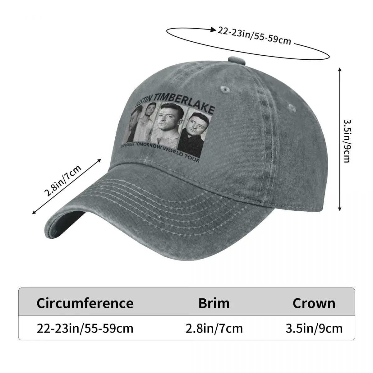 Justin Timberlake The Forget Tomorrow World Tour Merch Men Women Trucker Hat 2024 Concert Distressed Denim Washed Hats Cap 2