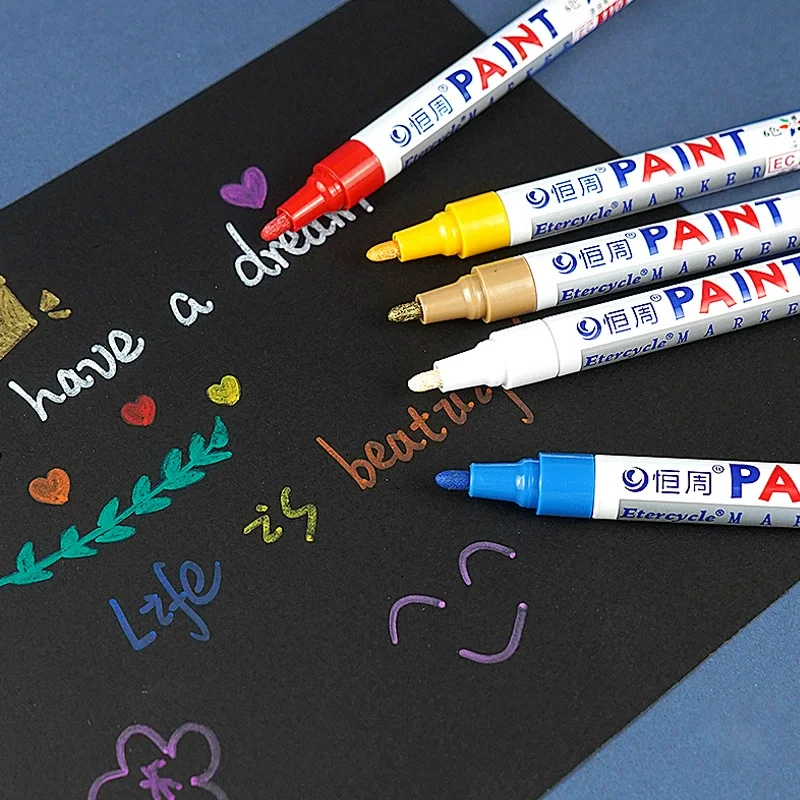 1Pc Farben Permanent Wasserdicht Marker Auto Ausbesserung Farbe Stift Reifen Lauffläche Rock Mark Glas CD Werkzeug Künstler Pinsel büro Liefern – Detail 2