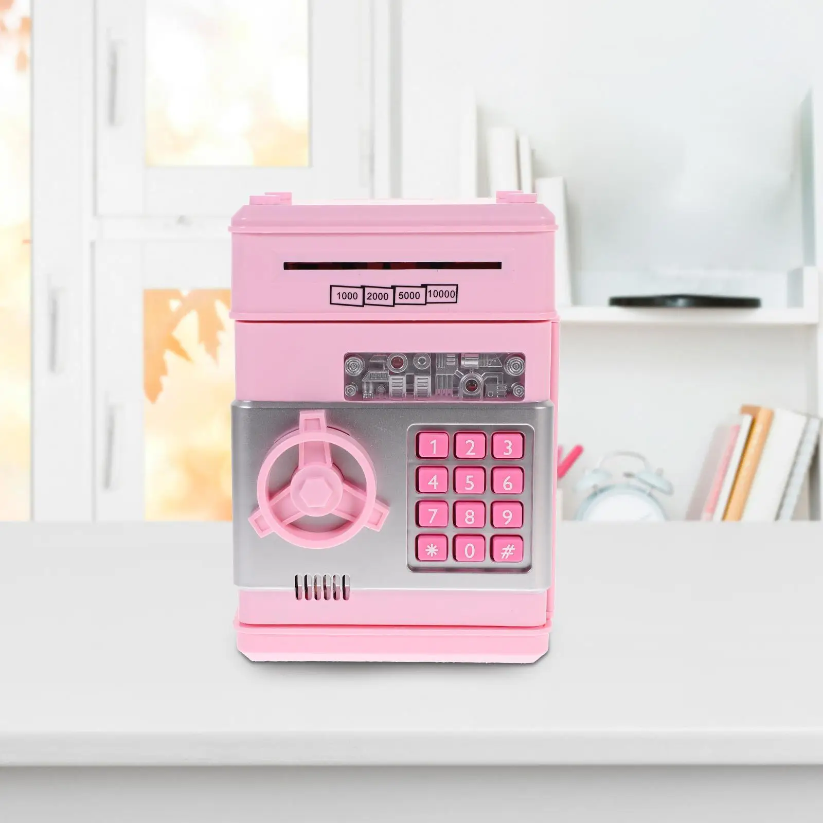 Children's Money Saving Bank Deposit Box Intelligent Voice Mini Safe and for Kids with Pass Code (Pink, Button Color) 2
