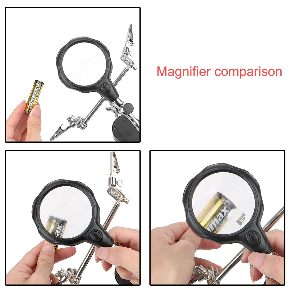 Third Hand Helping Magnifier LED Lighting Soldering Stand Welding Equipment Repair Tool Auxiliary Tool Desktop Soldering Holder electronics soldering kit