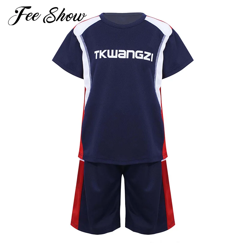 

2Pcs Breathable Basketball Suits Tracksuits Kids Boys Summer Sports Suit Casual Color Contrast Short Sleeves T-shirt Shorts Sets