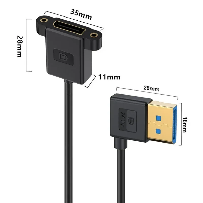 0.3M Angle DisplayPort 1.4 Extension Cable - 8K60Hz/4K144Hz Thin Cord