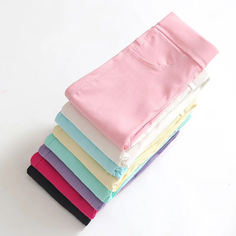 Spring Autumn Kids Girls Elastic Casual Slim Pencil Pants for Children 2-11Years