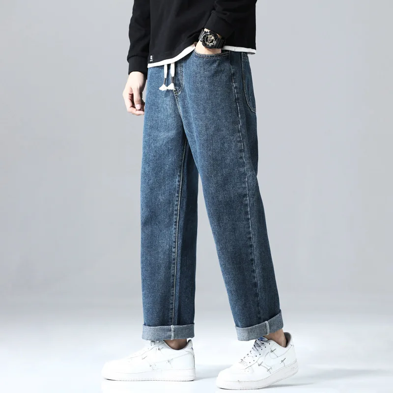 2022 Jeans For Men Men's Pants Men Trousers Clothing Baggy Jeans  Fake Zippers  Straight Hip Hop Elastic Waist Men's Clothing