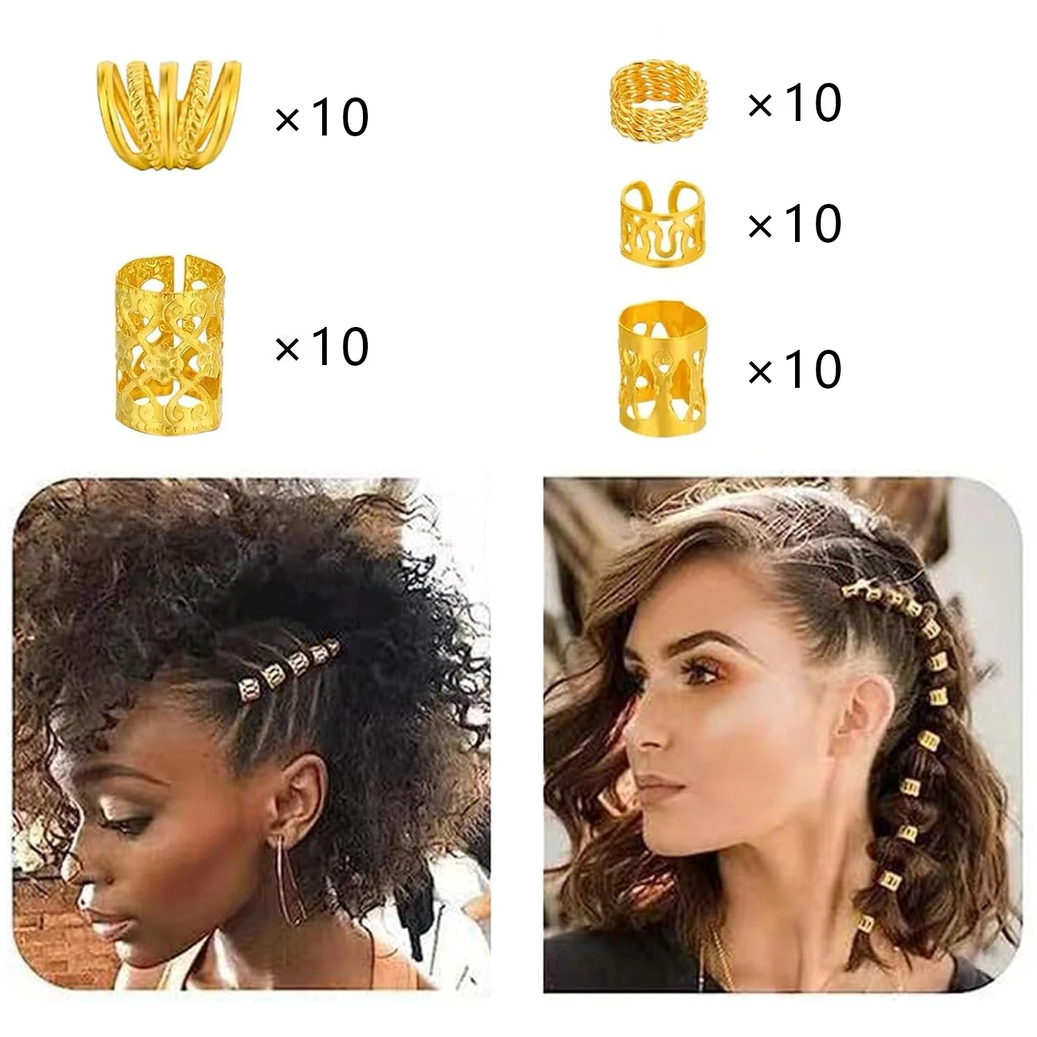 50pcs Heart Shaped elements Hair Rings Women Hair Braiding Decoration