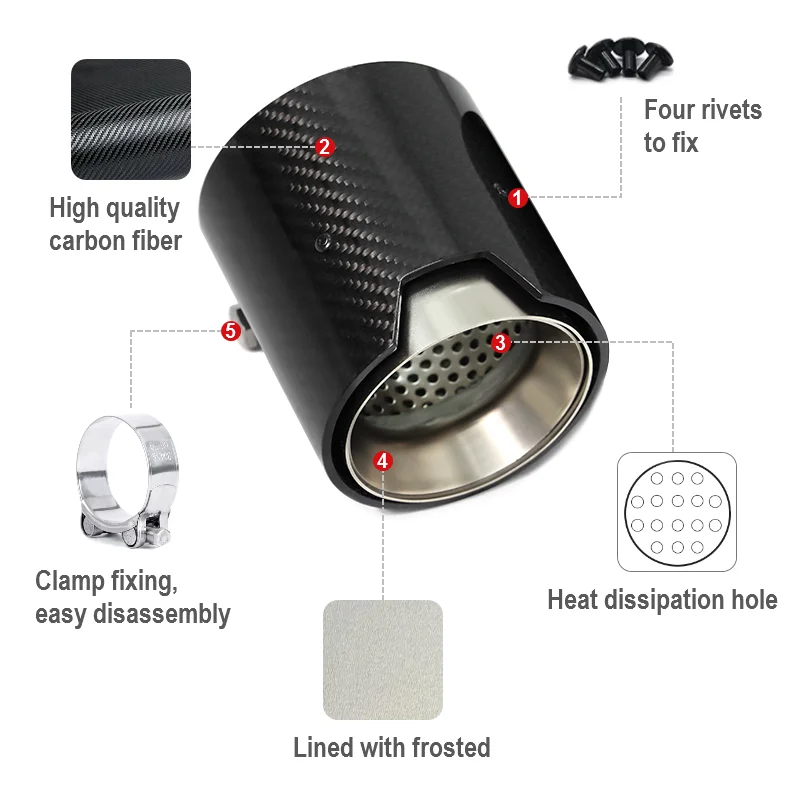 2pcs/lot Car Exhaust Tip For BMW F20 F21 M135i M140i M Performance Carbon Fiber Muffler Tip Tailpipe ID60mm Tips