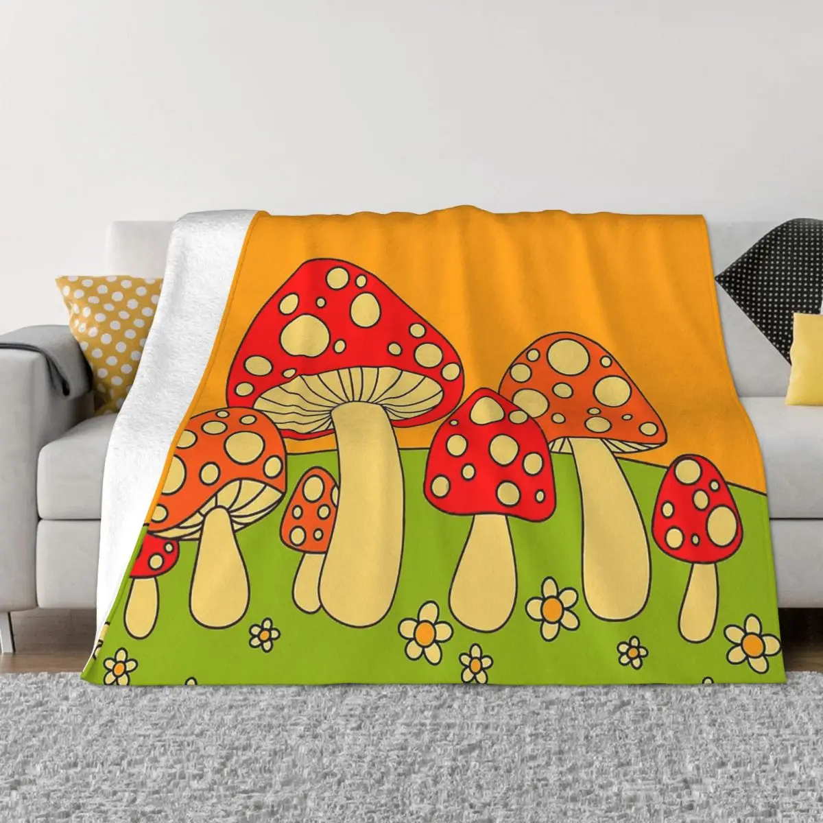 

Mushroom Mushrooms Forest CUTE Portable Warm Throw Blankets for Bedding Travel