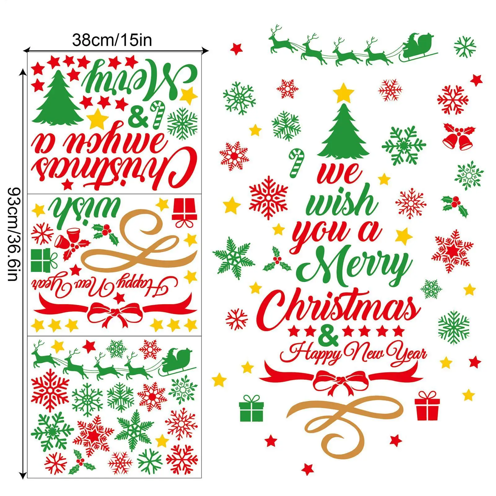 Christmas Wall Stickers 3 Pieces Removable Holiday Wall Stickers Christmas Decorations For Bedroom Living Room Bathroom