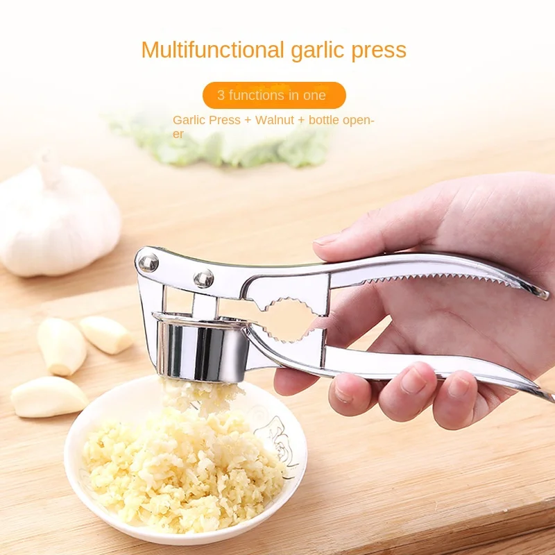 Multi-function Garlic Press Stainless Steel Garlic Ginger Press Hand Held Rolling  Crusher Cooking Vegetable Tool Kitchen Gadgets