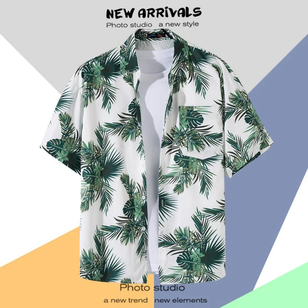 Camicia Hawaiana Personalizzata Con Foto Volto – Uomo, Maniche Corte, In Poliestere, Stampa Floreale Con Visi