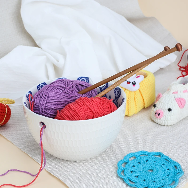 2022 Ceramic Yarn Bowl White Color Wool Storage Bag Yarns Ball Storage Knitting Crochet