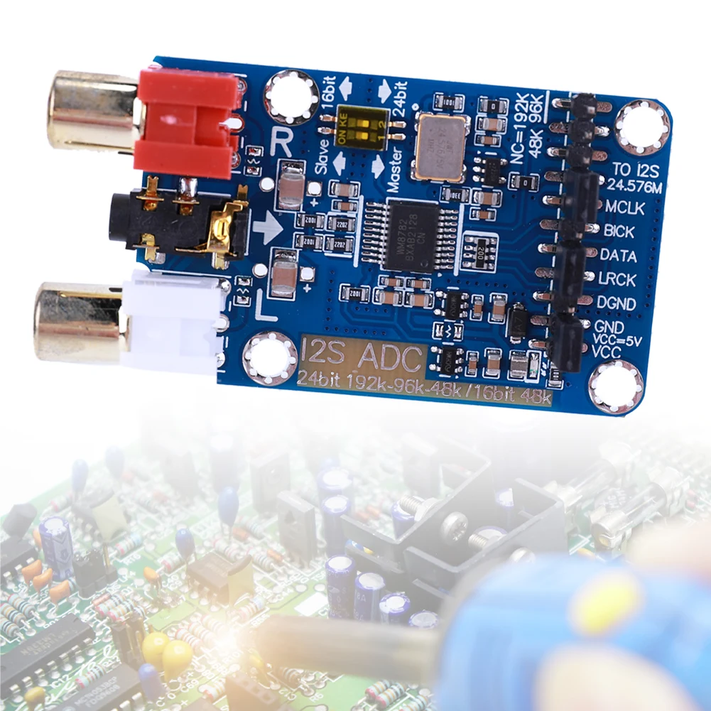I2S ADC Master Slave Mode Development Board 24BIT 192K 96K 48K Lossless Digital Audio Decoder Support 3.5MM/RCA Input