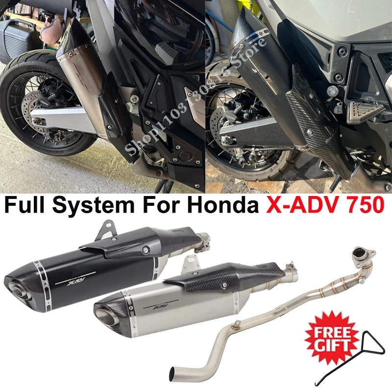 

Полная система для Honda X-ADV 750 X ADV750 2017 - 2023 глушитель выхлопной трубы мотоцикла, Модифицированная трубка для глушителя выхлопной трубы, передняя звеньевая труба 51 мм