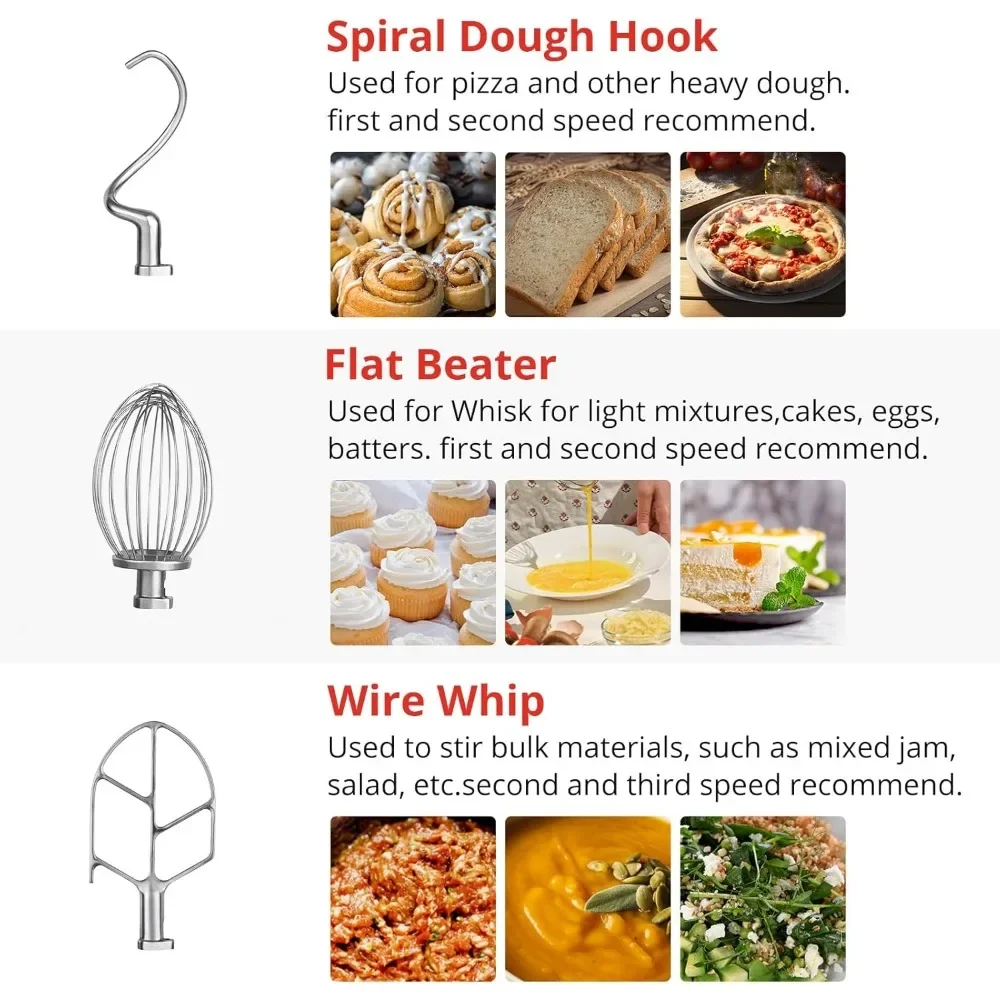 Commercial Food Mixer 15Qt 600W 110V 3 Speeds Adjustable, Stainless Steel Bowl Stand Mixer With Safety Guard 3
