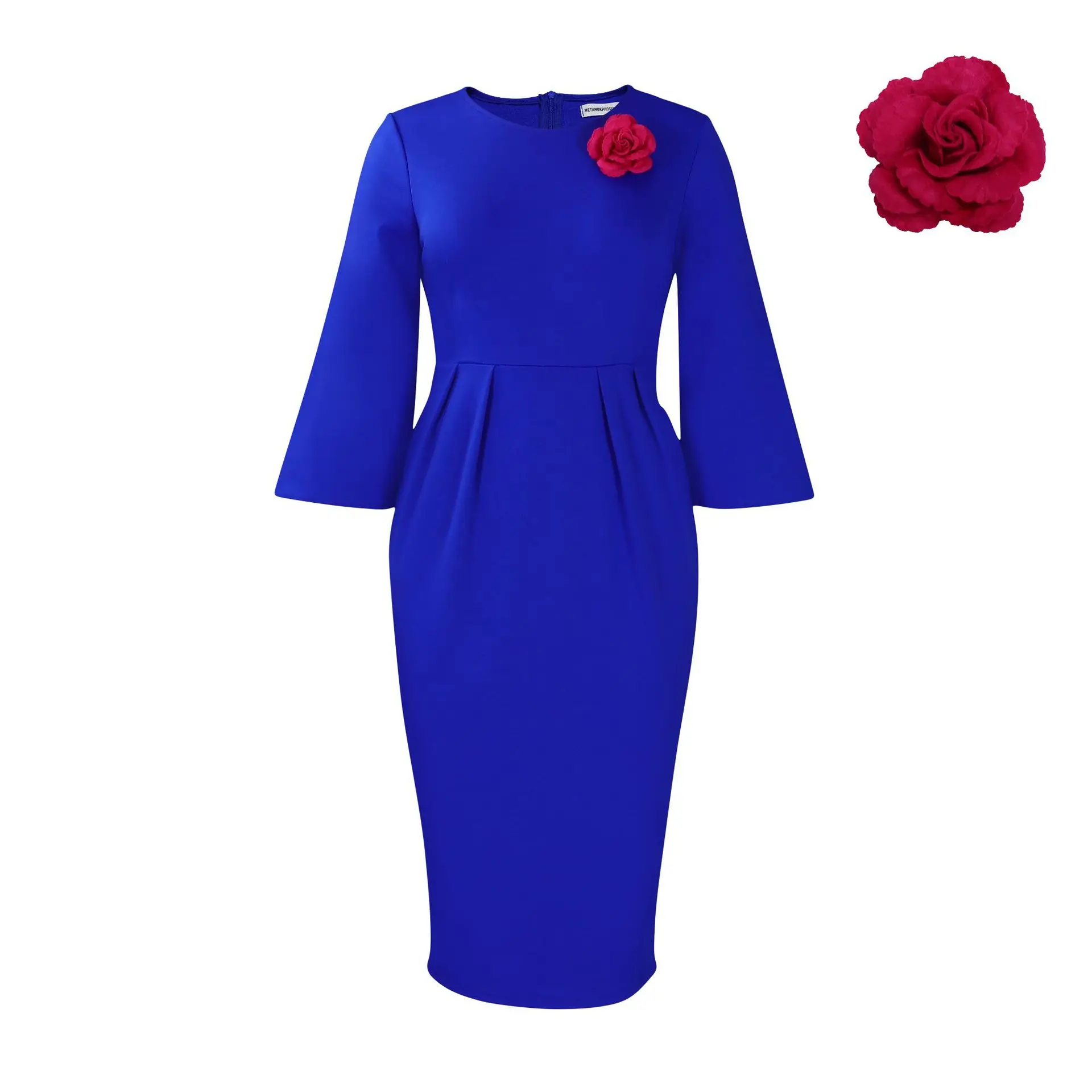 

2023 autumn and winter new solid color temperament lantern sleeve large size dress