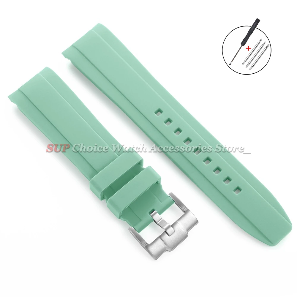 High-Quality Silicone Rubber Sport Watch Band with Curved Ends - Waterproof Bracelet