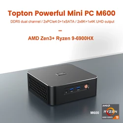 M600 Mini PC Gamer AMD Ryzen 9 7940HS Radeon 780M 2xDDR5 Max 64GB 2xPCIe4.0 Max 4TB Dual 2.5G LAN Gaming Computer WiFi6 BT5.2