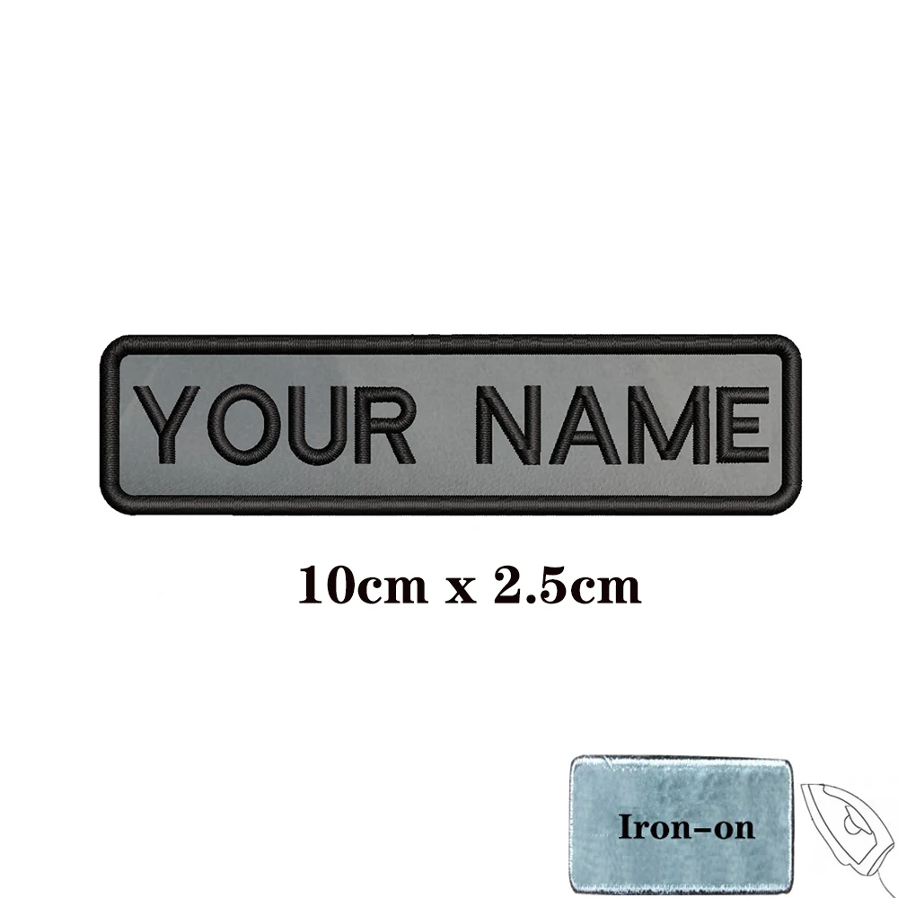 1PC 사용자 정의 이름 패치 줄무늬 배지 철 또는 후크 루프 10x2.5cm 8X2.5cm,12x2.5cm,8x5cm,10x4cm,15x5cm,20X7cm,25x8cm 회색 회색