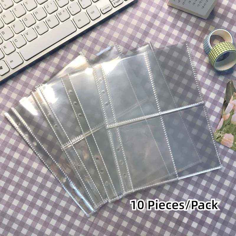 10 Pieces/Pack of Photo Card Inner Pages Transparent Pockets for A5 Binder Photoes Cellction Card Stock Organization