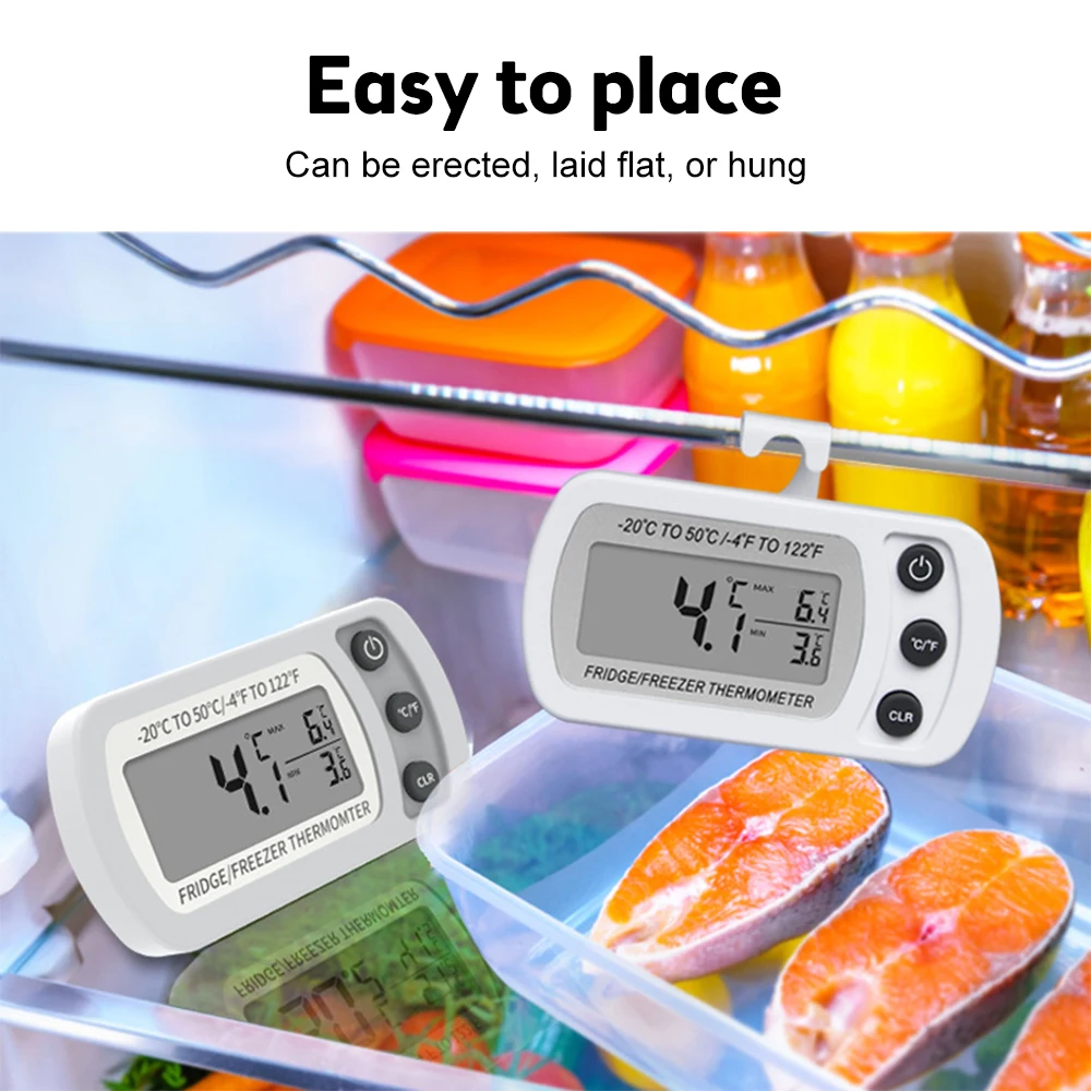 ASHATA Mini LED Digital Temperature Meter Display Probe Digital Sensor LCD Thermometer for Refrigerator, Refrigeration Machine