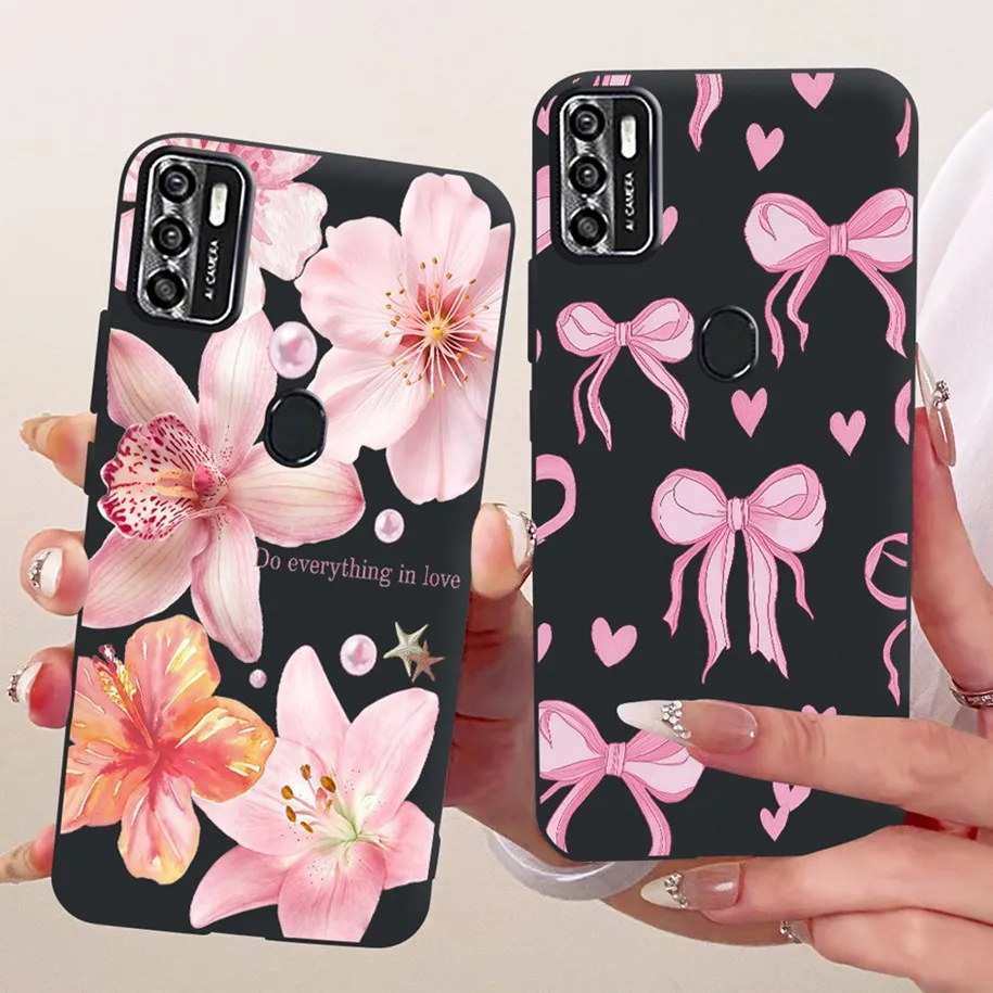 Floral Soft Black Silicone Bumper Phone Cover