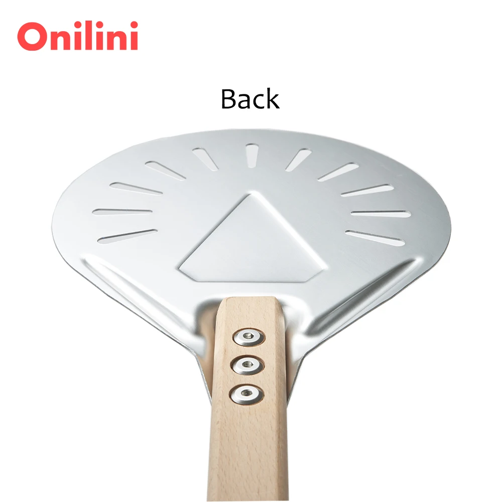 7/8/9 inch Perforated Pizza Peel Anodized Wooden Handle Short Pizzas Shovel Pizza Shovel Paddle with Free Spoon