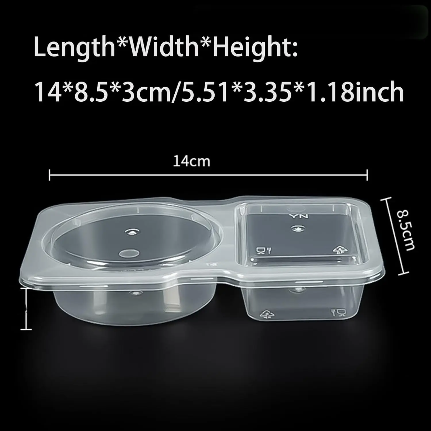 double compartment condiment container with lid，50pcs, 4