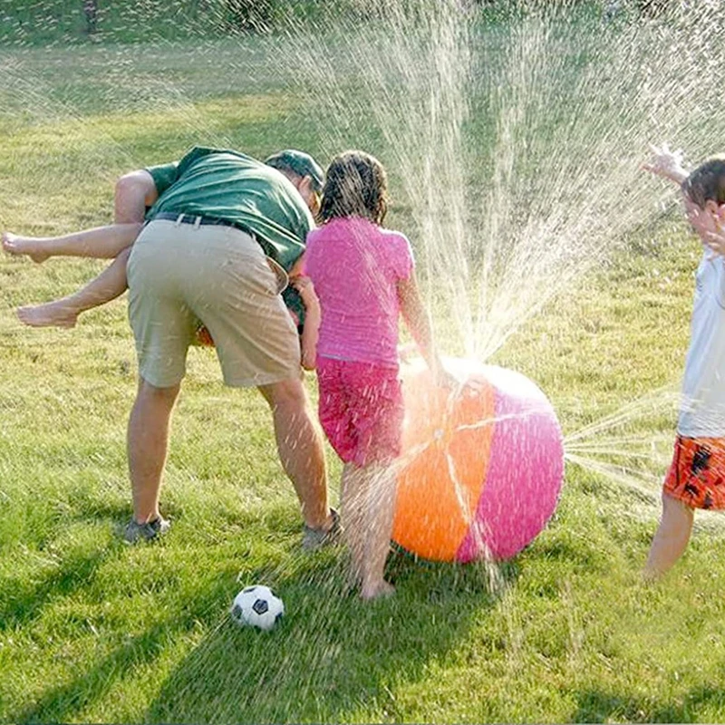 

23’’ Inflatable Beach Ball Splash and Spray Water Sprinkler Toy PVC Ball for Family Kids Activity Backyard Outdoor Game
