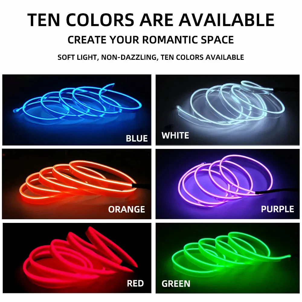 풀 컬러 스트리머 OBD2 자동차 분위기 조명, RGB 범용 LED 인테리어 숨겨진 아크릴 스트립, 심포니 분위기 램프, 5m