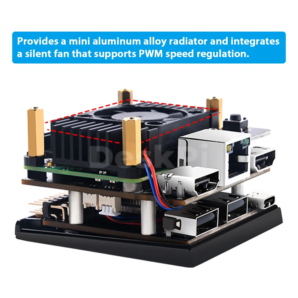 Mini Radiador de Liga de Alumínio para Raspberry pi Cm4 Deskpi Mini Cube Integrando um Ventilador Silencioso Antena Ipx - Imagem 5