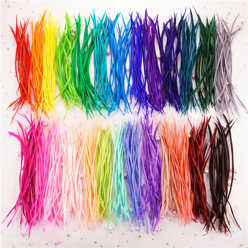 Colorful Goose Feathers Needlework Handicrafts Jewelry Creation Stripe Plumes DIY Holiday Decorations 13-18cm
