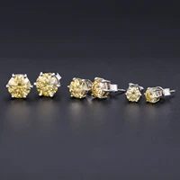 GEM'S BALLET Round Cut Pink Grey Yellow Moissanite Stud Wedding Earrings in 925 Sterling Silver Moissanite Six Prongs Earrings - Image 3