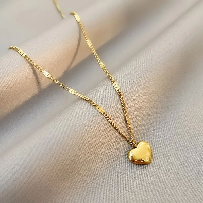 Accesorios de venta caliente, collar de cadena de suéter largo de Hip Hop a la moda, collar con colgante de amor de doble capa Simple para mujer