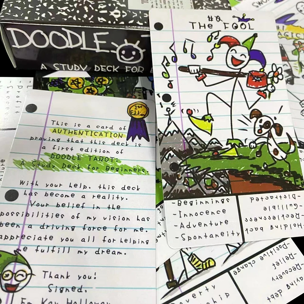 12CMx7CM Doodle Tarot  keyword deck designed with novice and beginners in mind Keyword Tarot Deck, Learning Tarot 3