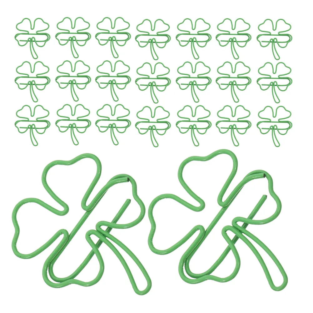 50Pcs 샴록 종이 클립 금속 책갈피 종이 클립 사무실 문구 학교 홈을위한 귀여운 독특한 모양 장식 종이 클립